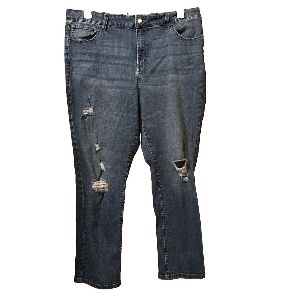 Women’s D. Jeans Blue Skinny Distressed Jeans Medium Wash Size 22W